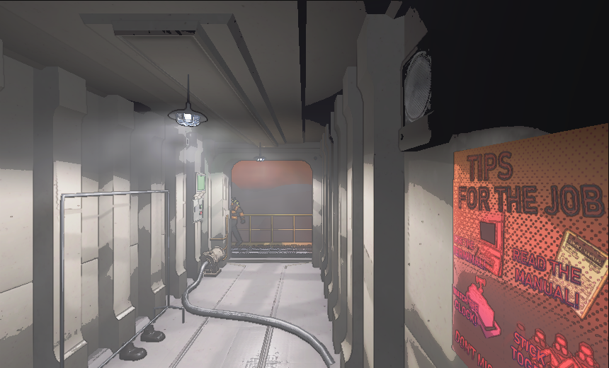 A recorded view of the ship interior