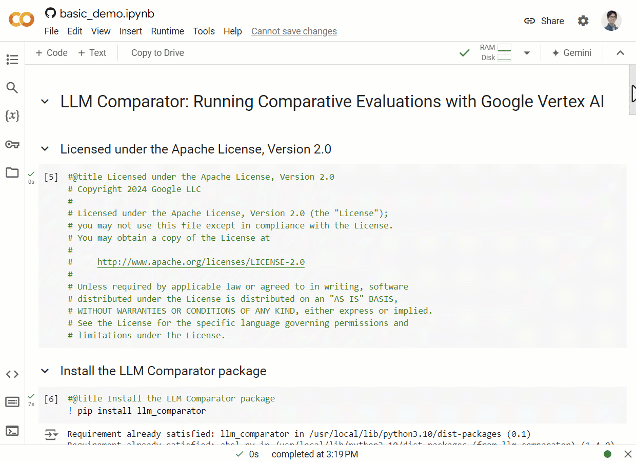 Quick demo of running Colab for running the Python library