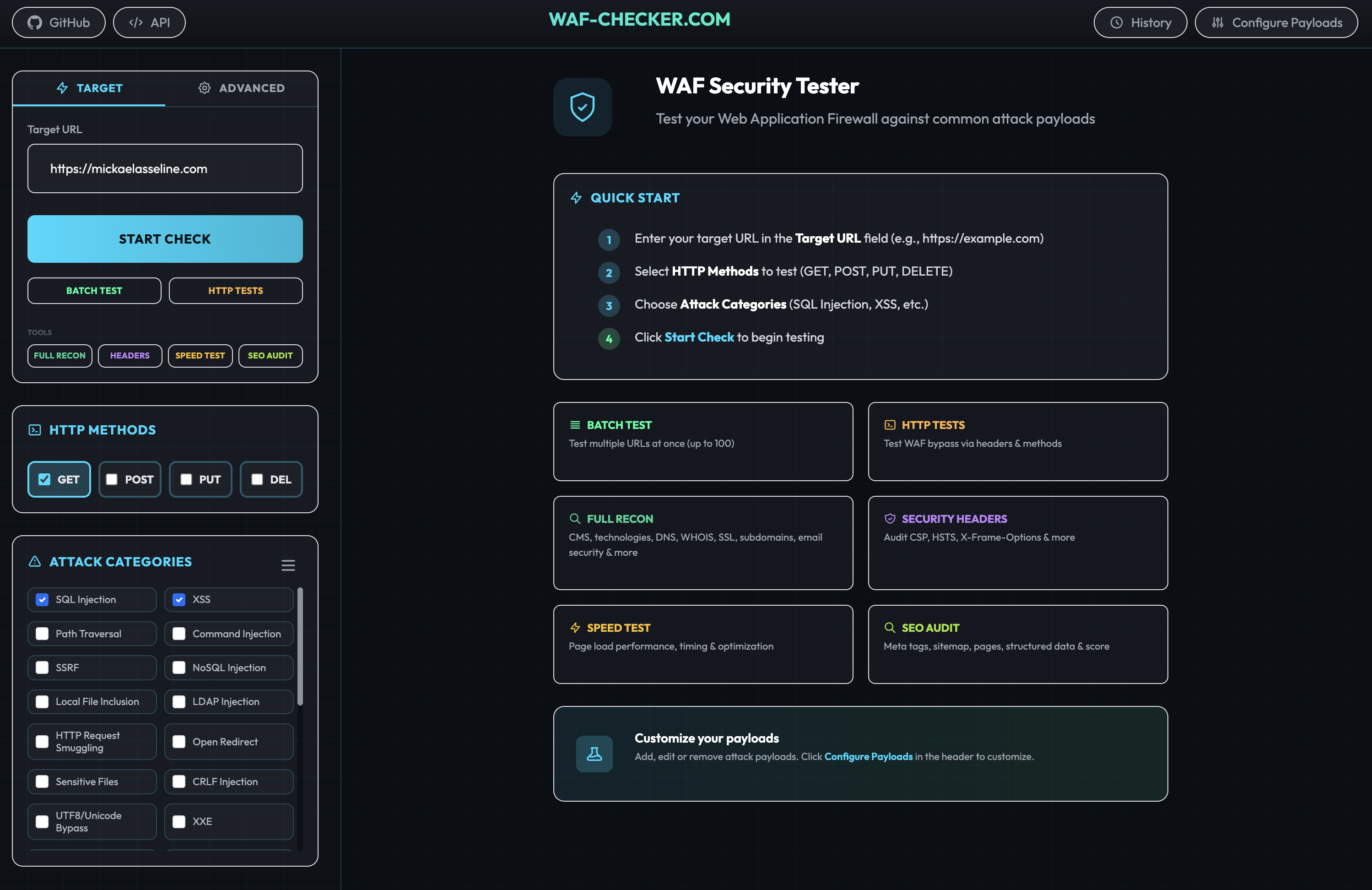 WAF Checker - 主界面