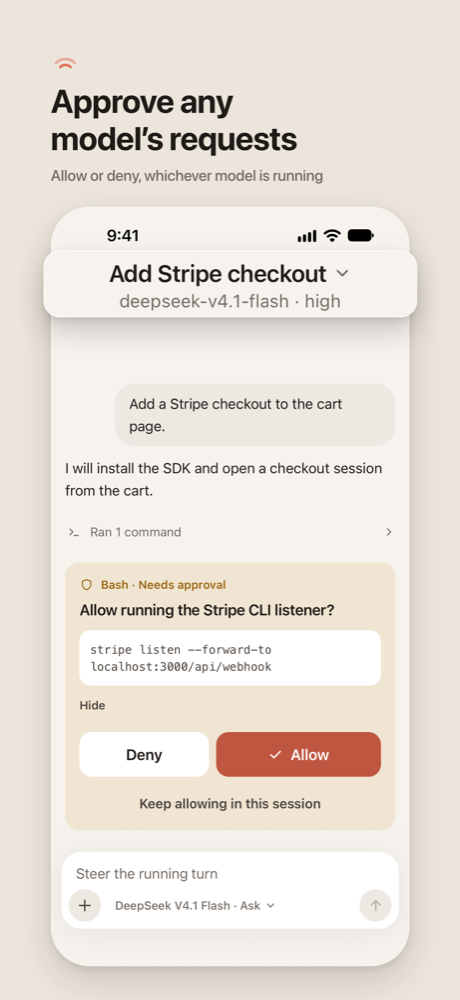 Approve a DeepSeek session's request from the phone