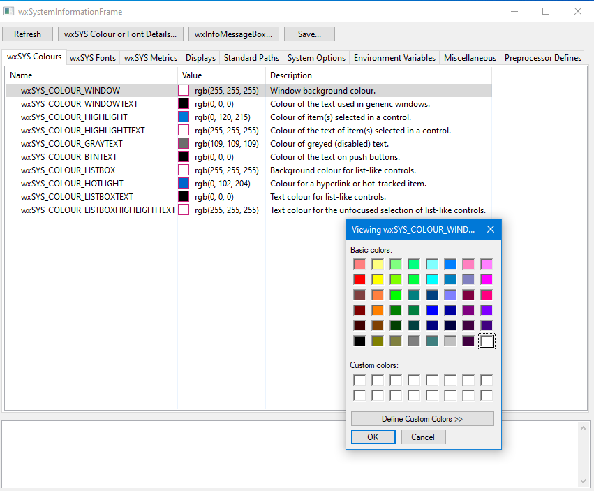 wxSYS Colours