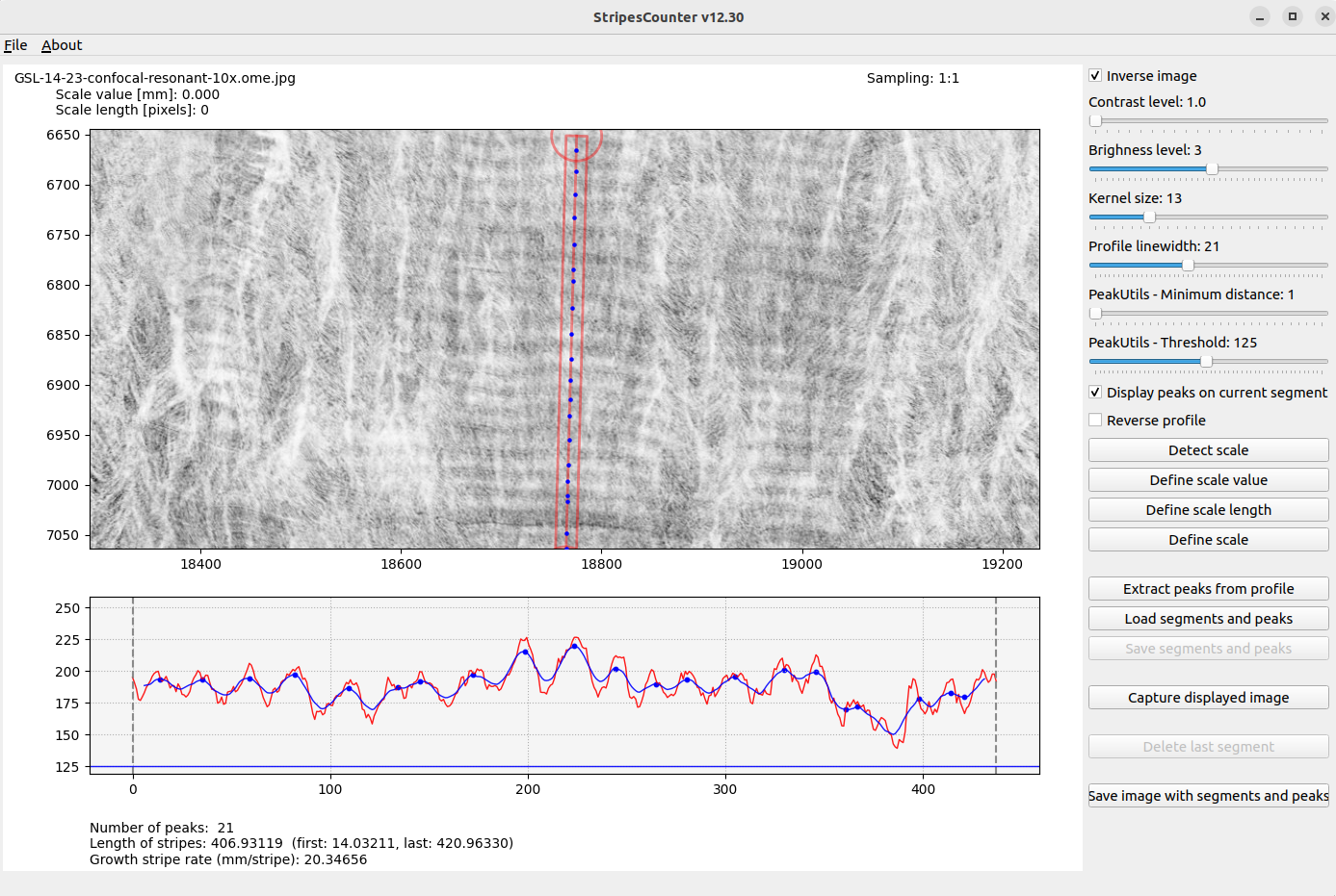 Capture 01: StripesCounter with automatic peaks detection phase