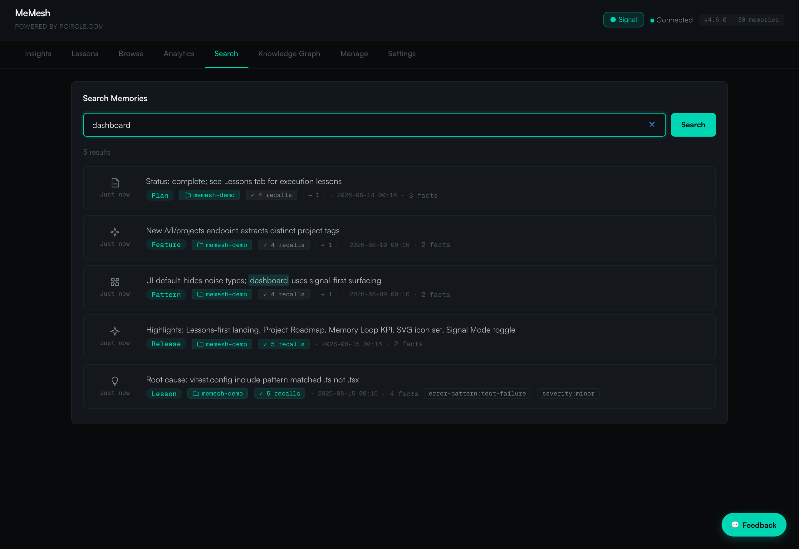 MeMesh Search — find any memory instantly
