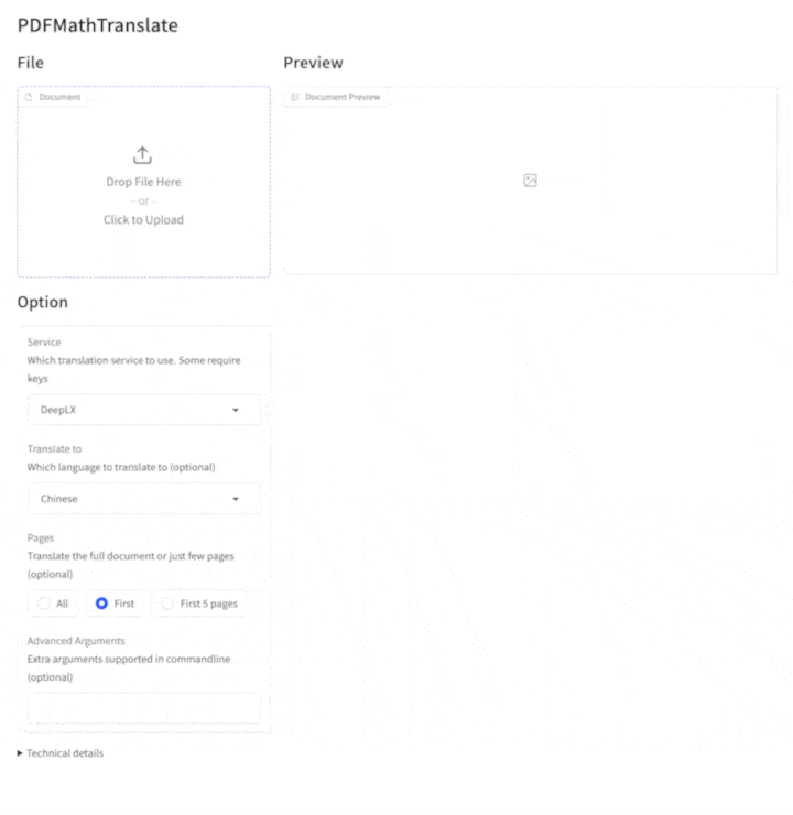 PDFMathTranslate Web UI