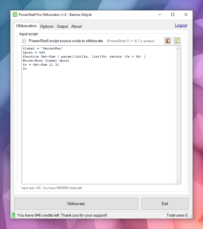 PowerShell Pro Obfuscator Windows Client
