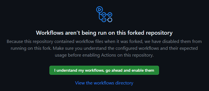GitHub message: Enable Workflows