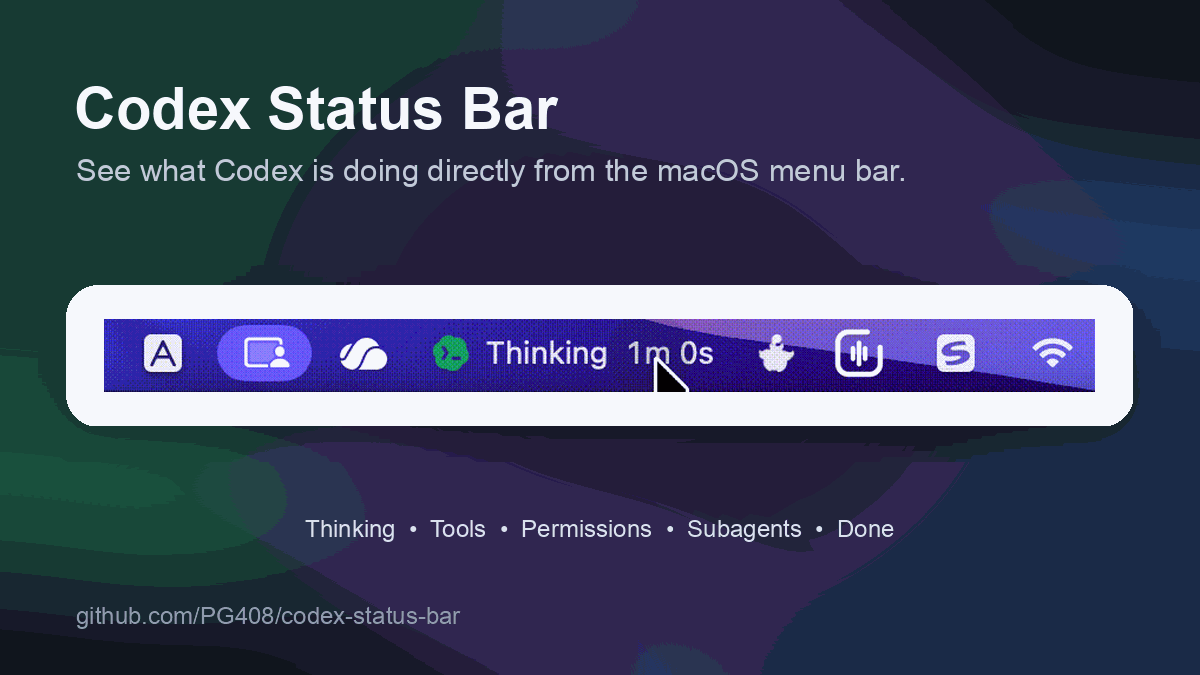 Codex Status Bar menu bar demo
