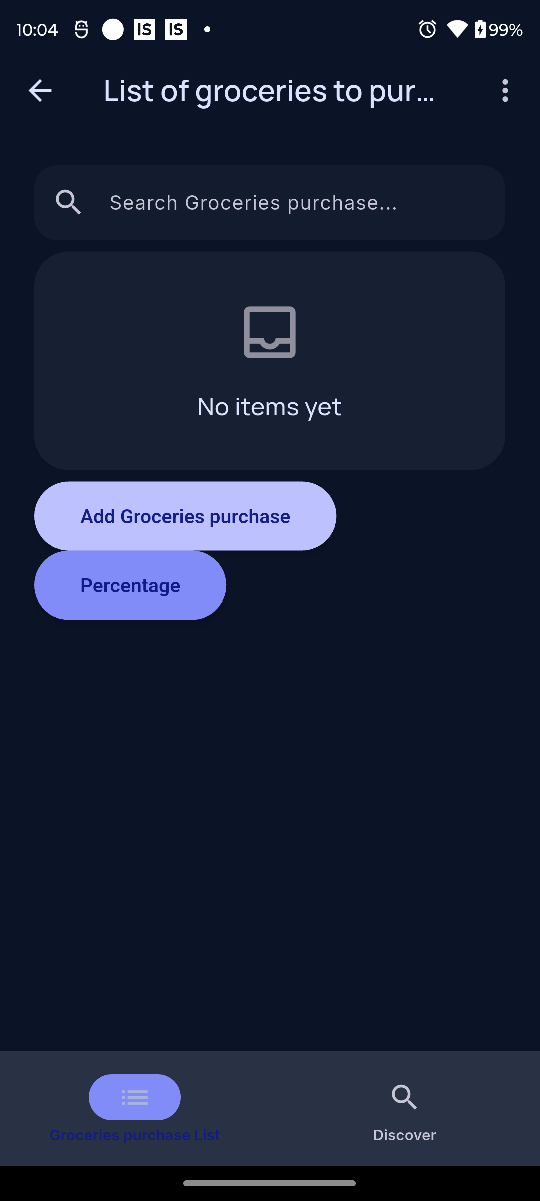 A generated full-stack grocery app with list, search and add