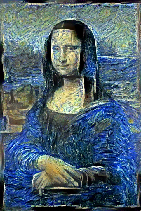 Mona Lisa in style of Starry Night
