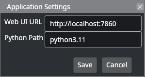 The settings dialog