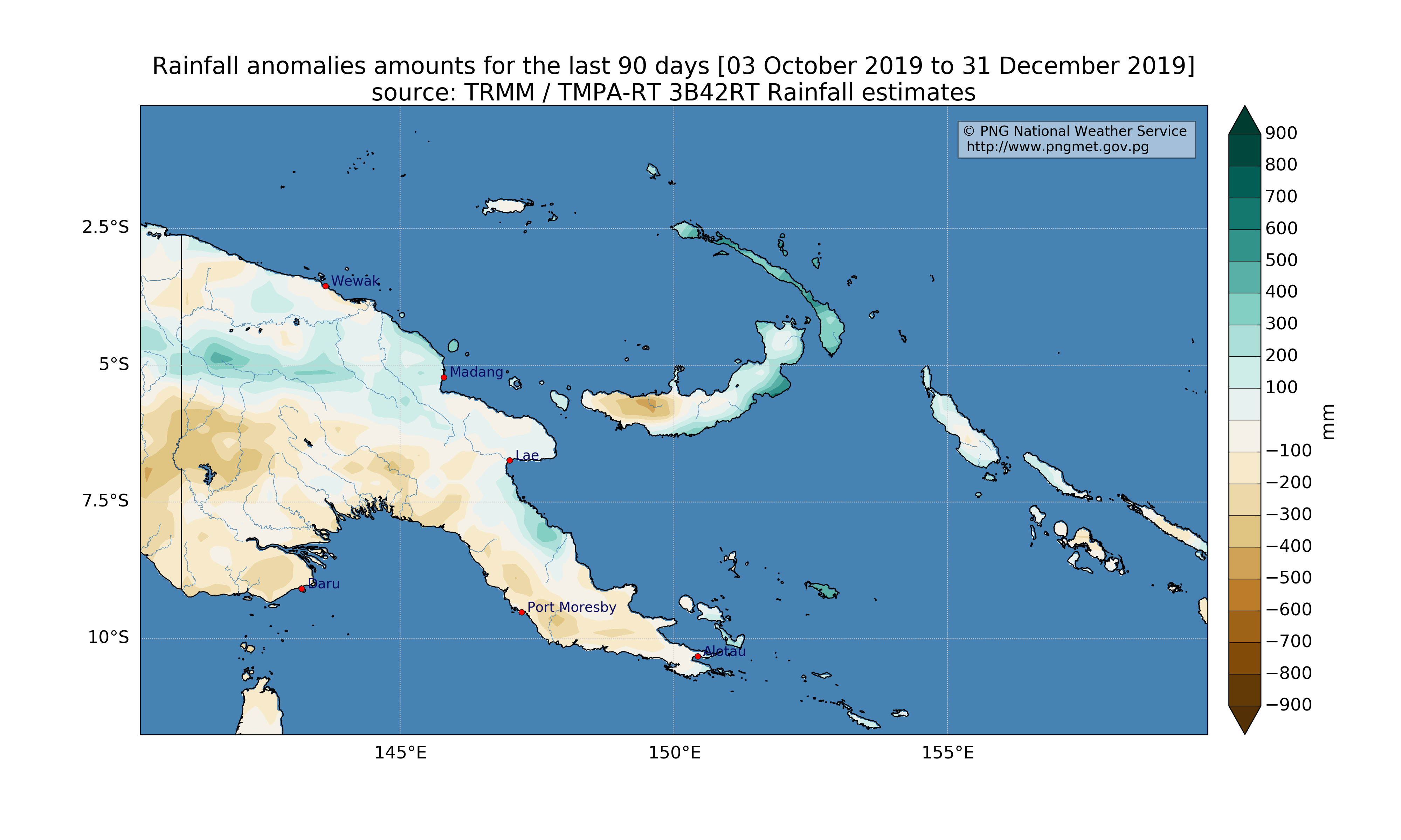 anomalies (in mm/day) for the last 90 days