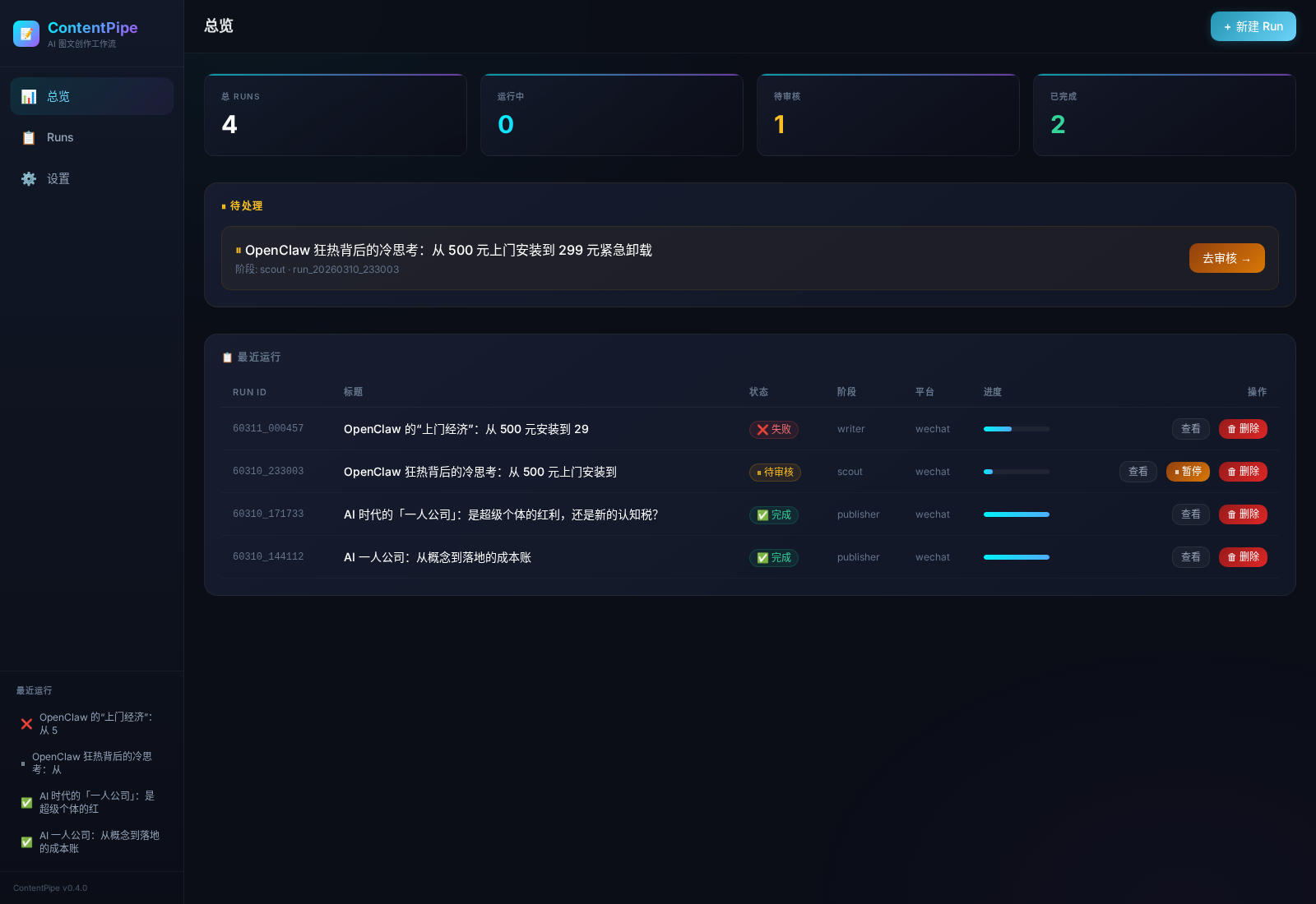 ContentPipe Web Console