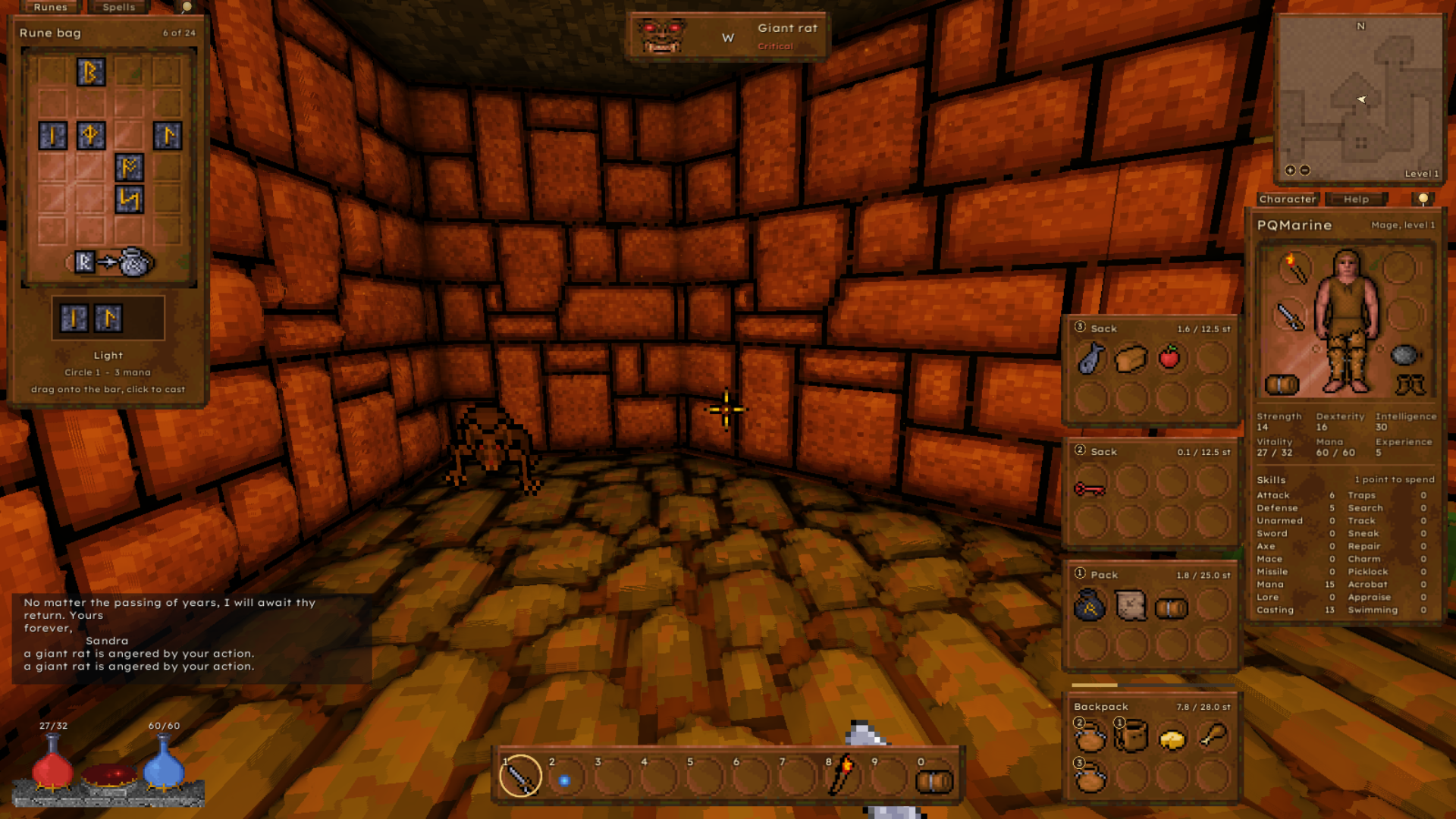 The modern interface: rune panel, character panel, bags and action bar