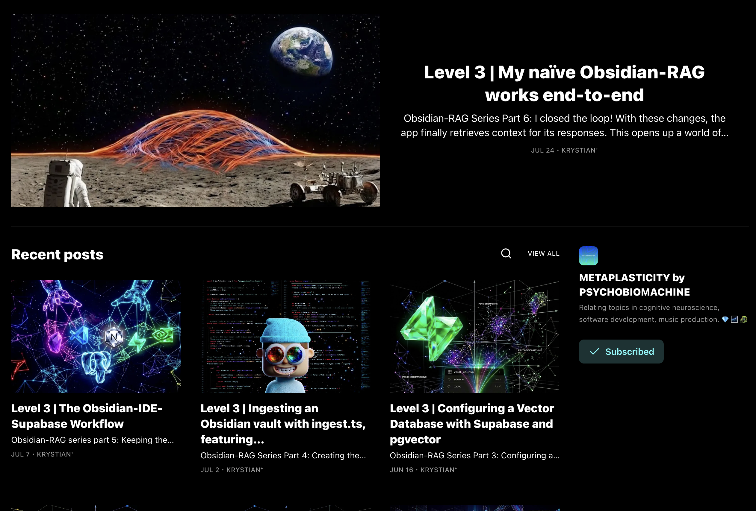 Substack screenshot: METAPLASTICITY by PSYCHOBIOMACHINE