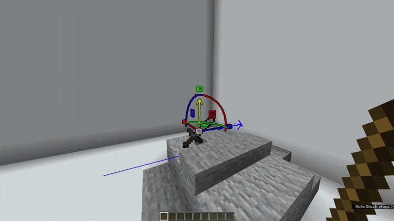 A transformation gizmo rotating and translating an iron sword item display