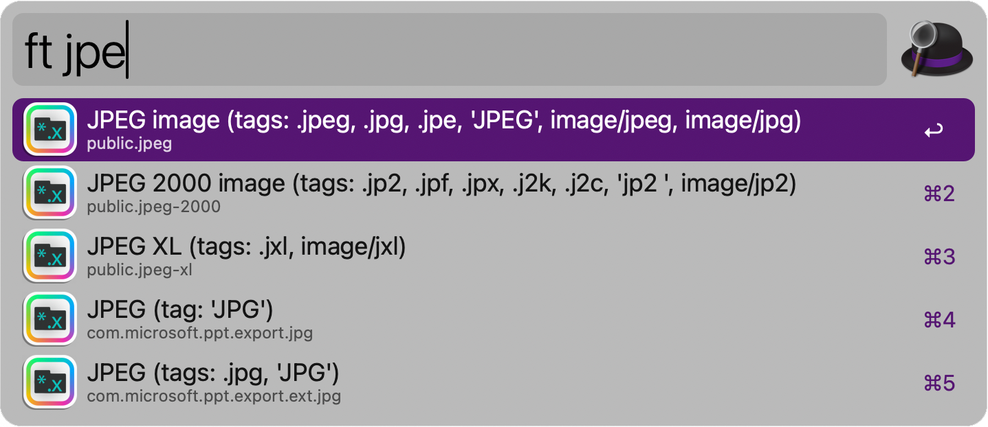 File Type Search - eg. JPEG