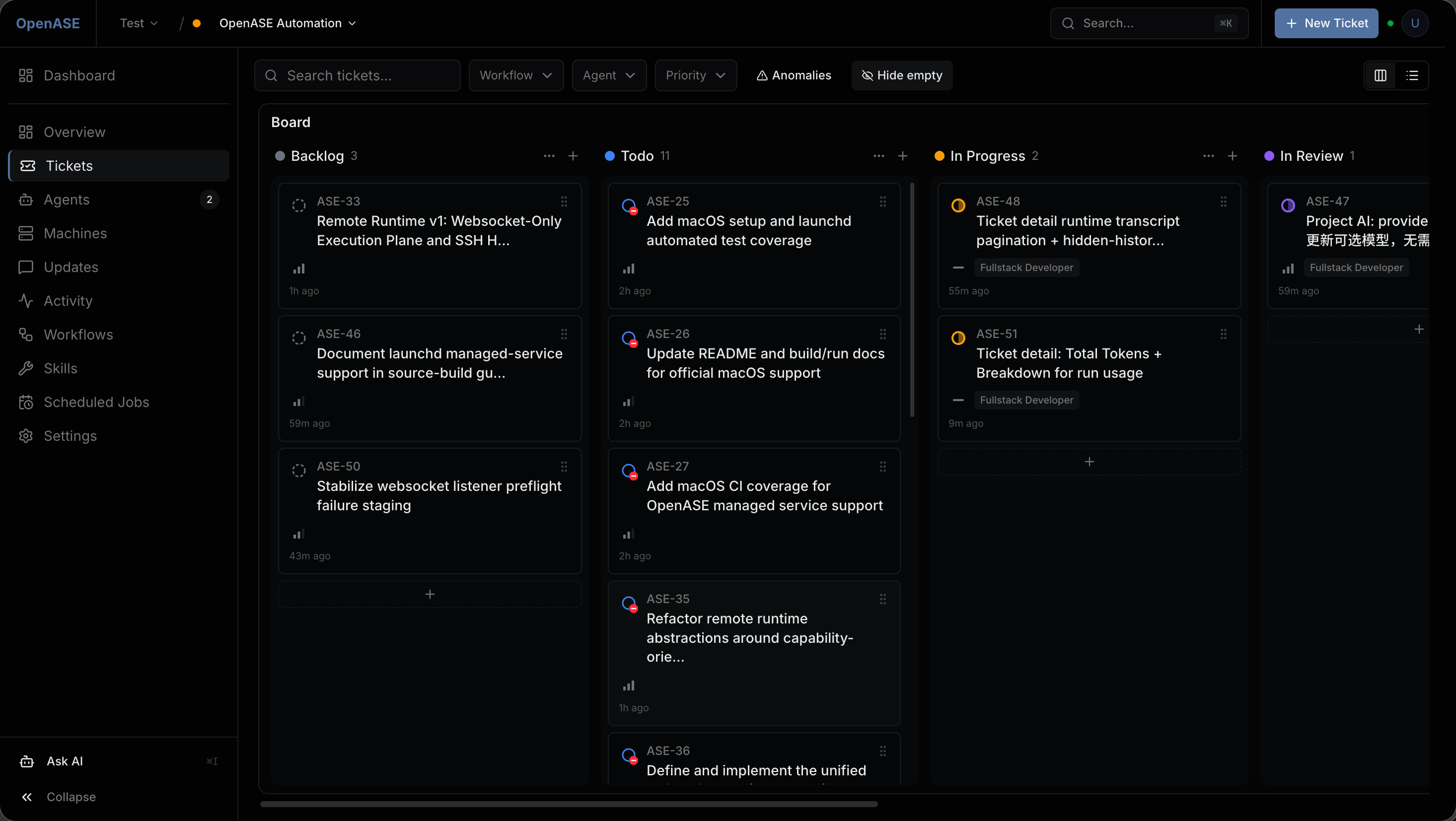 OpenASE active project board