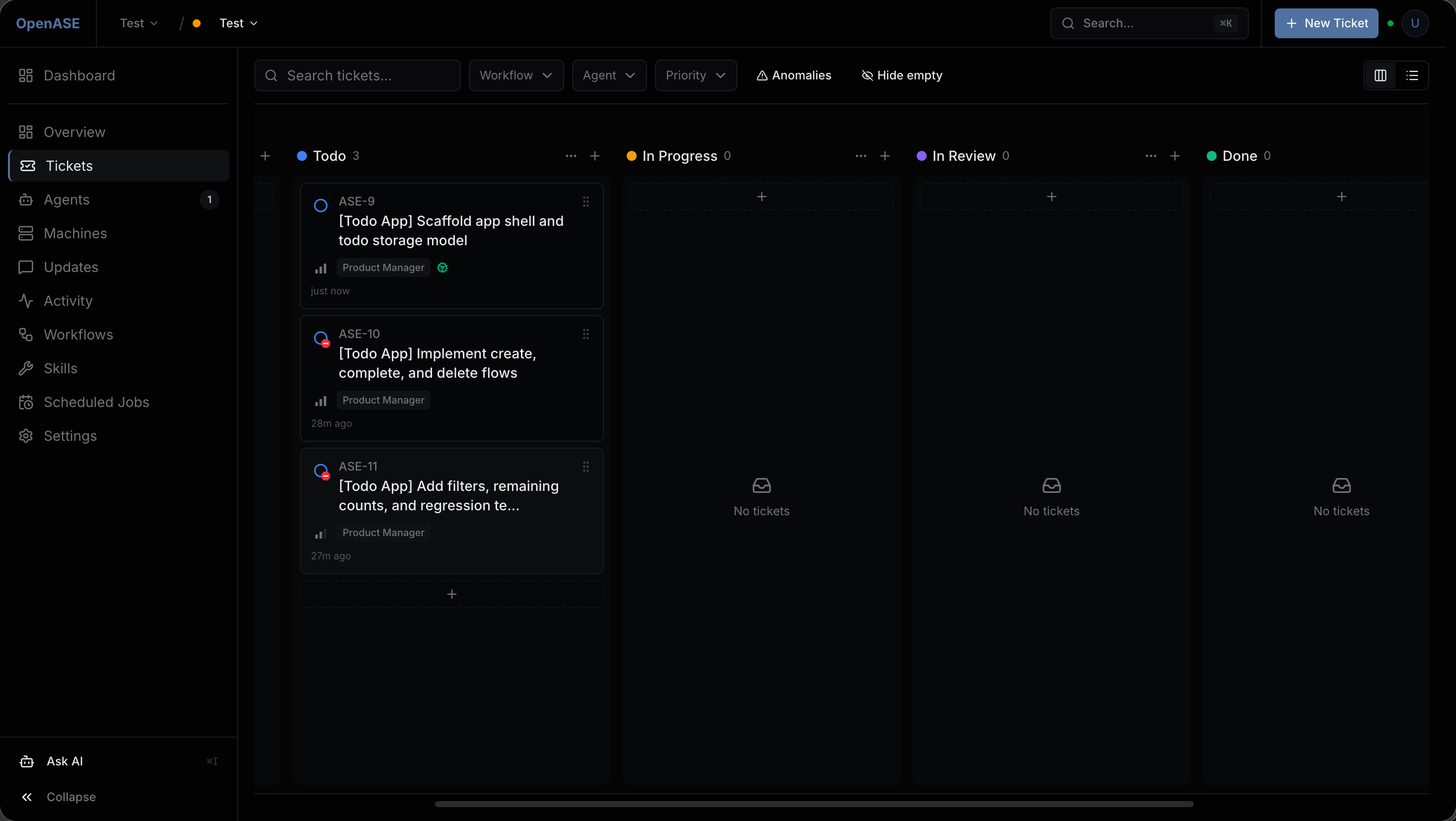 OpenASE kanban board