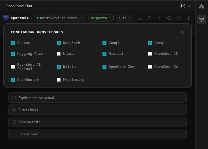Configuración de proveedores horizontal