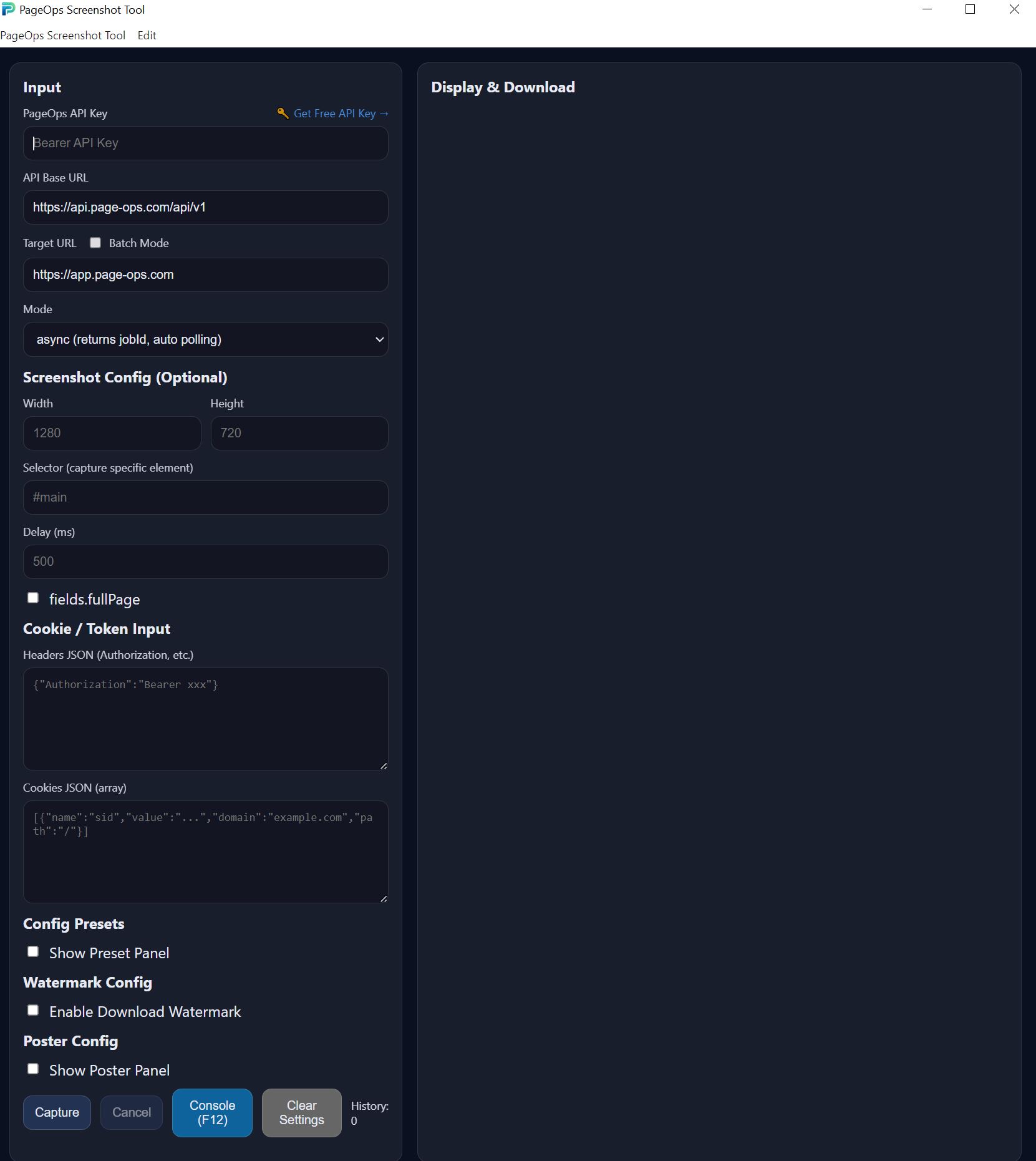 Interfaz Principal de la Herramienta de Captura de Pantalla PageOps
