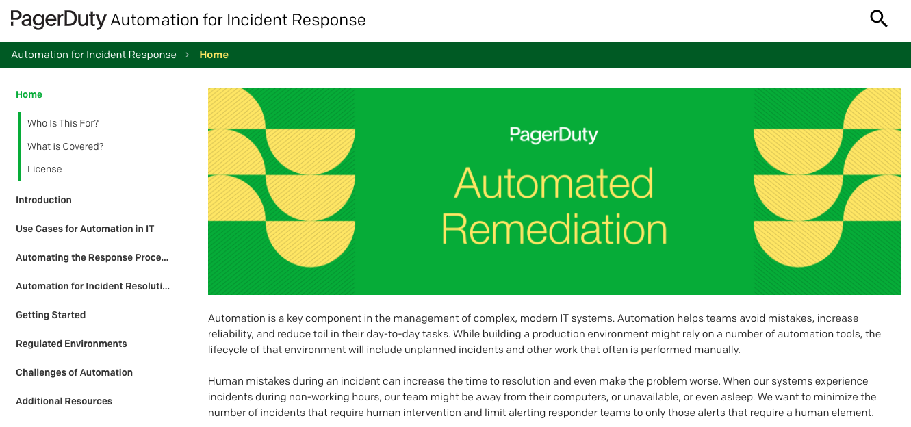 PagerDuty Automated Remediation for Incident Response