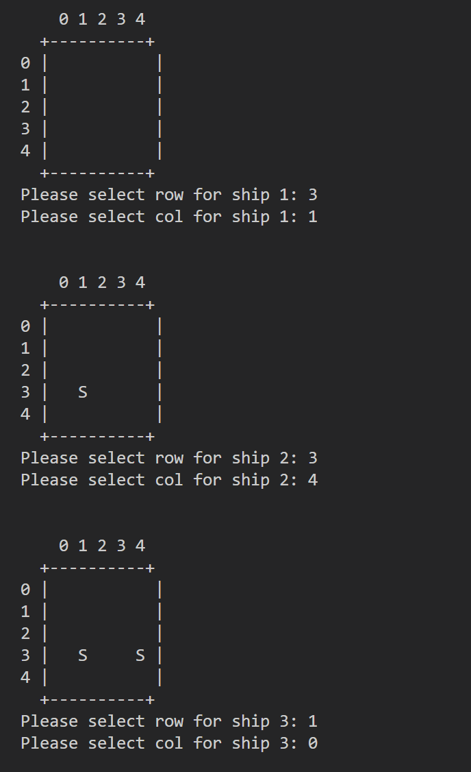 User places ships on the board