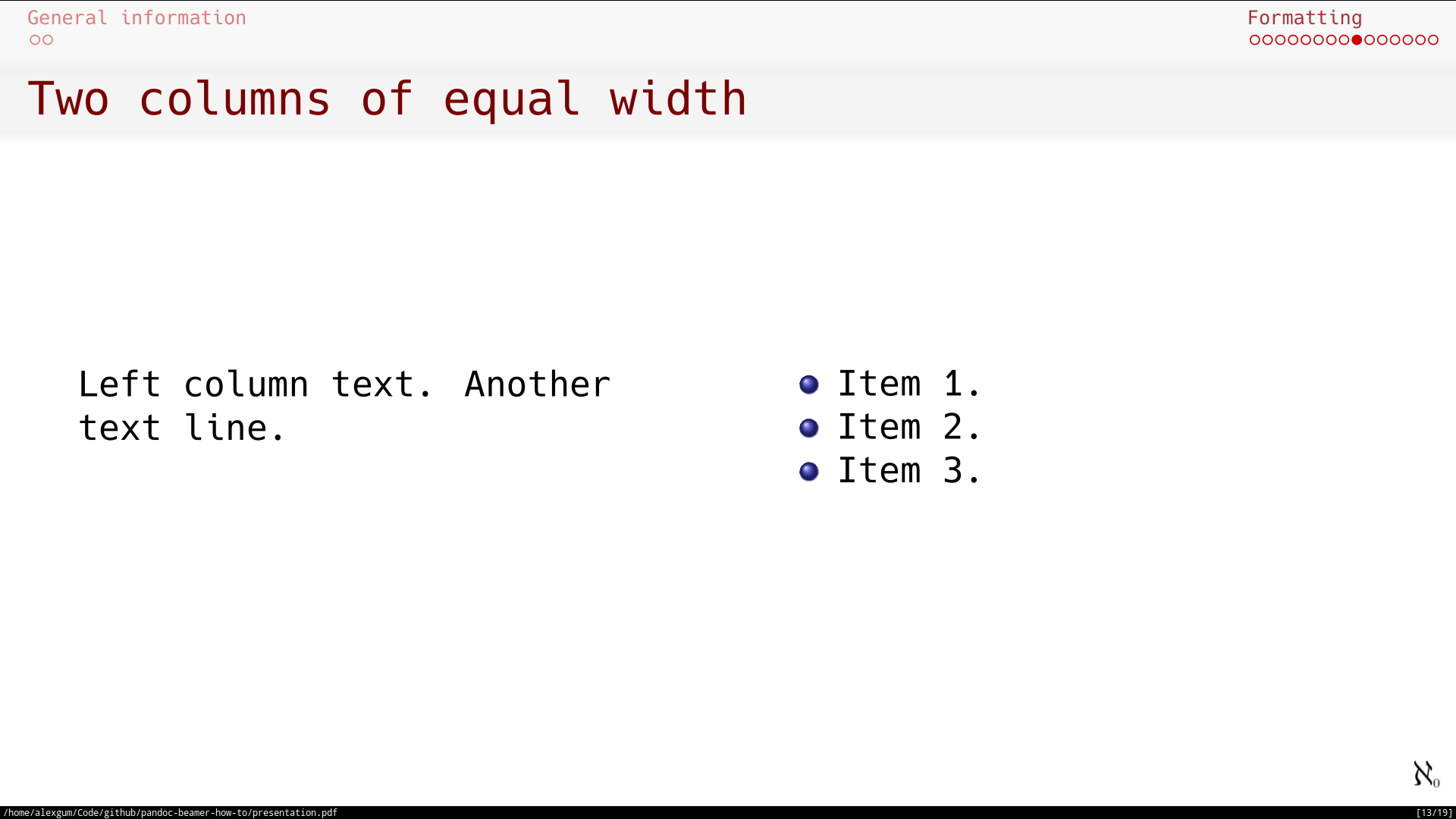 Two equal columns