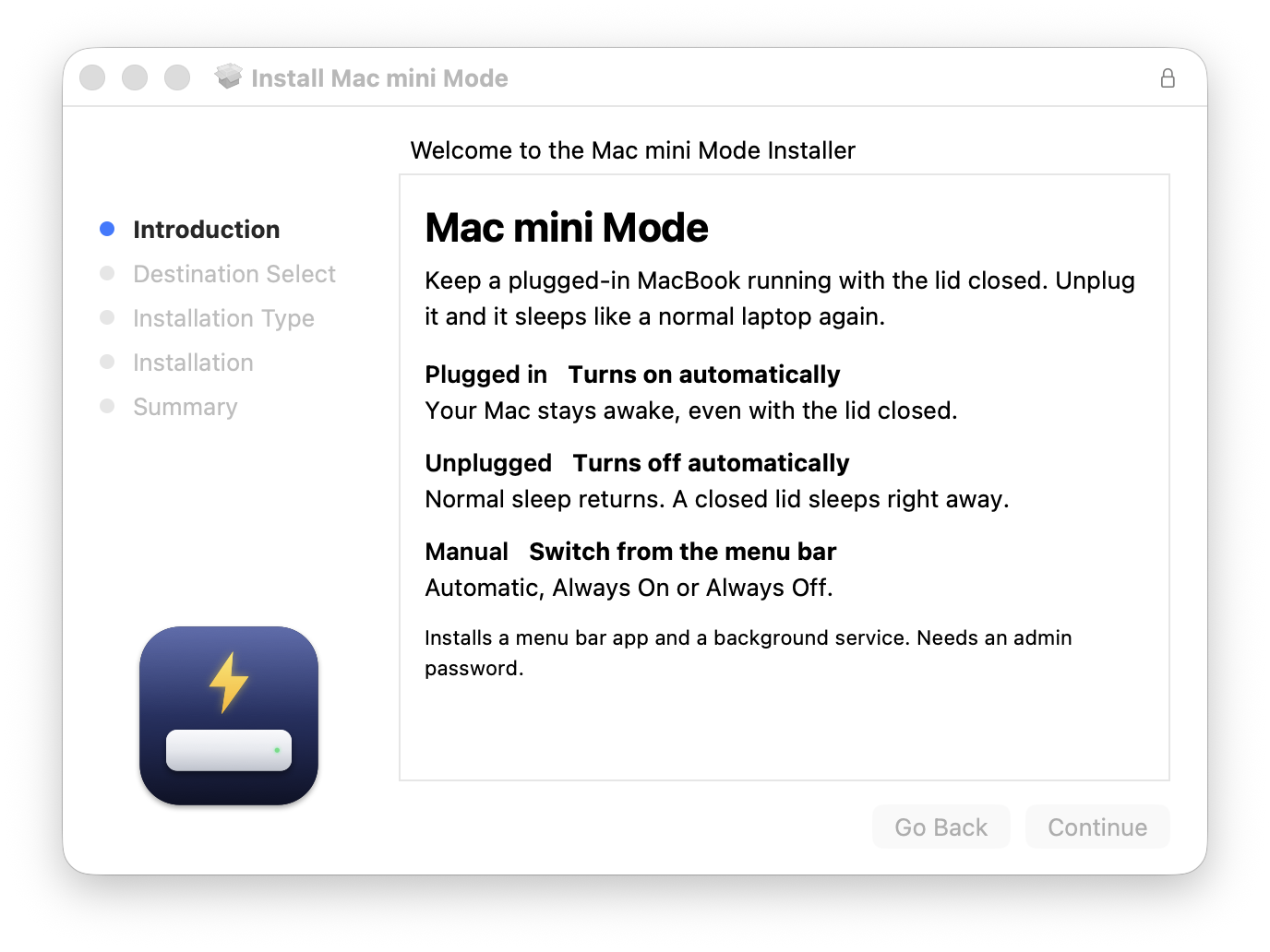Mac mini Mode installer
