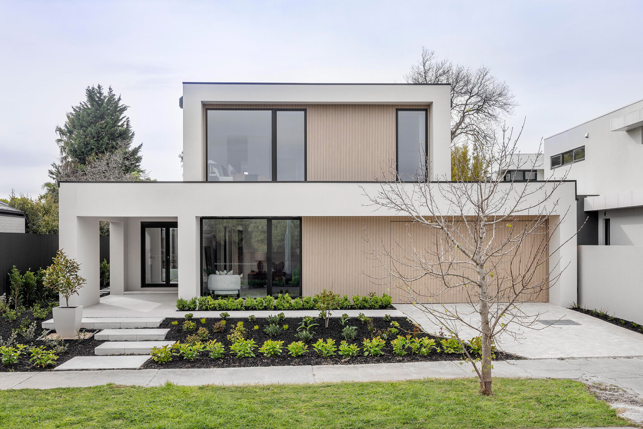 Luxury home exterior at dusk