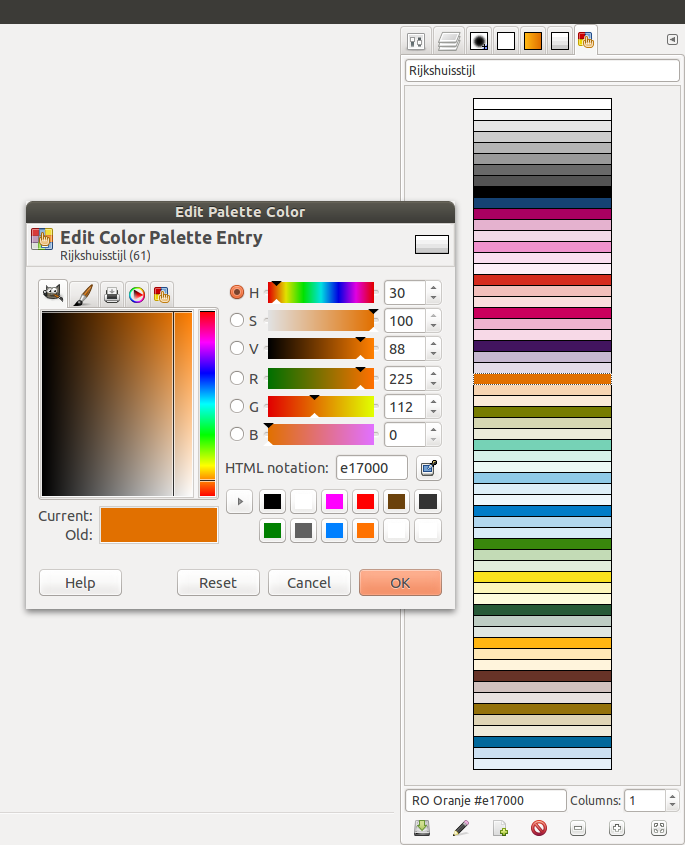 GIMP palette