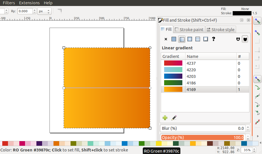 Inkscape palette and gradients