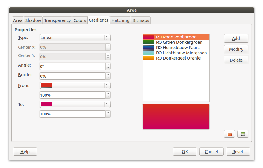 LibreOffice gradients