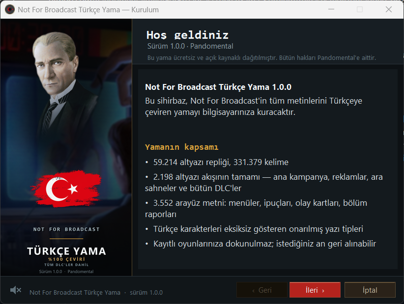 Kurulum sihirbazı hoş geldiniz ekranı