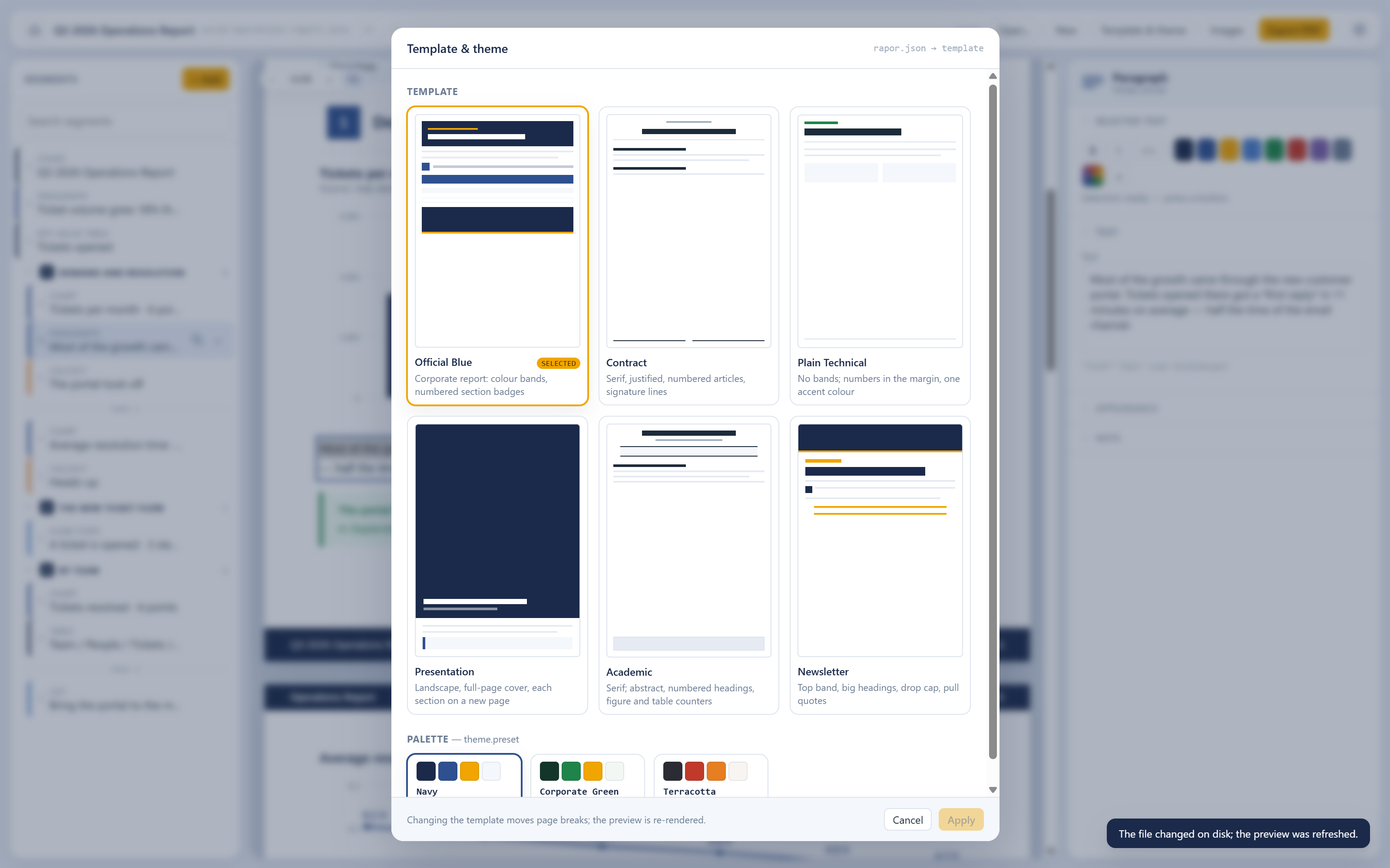 Template and palette picker