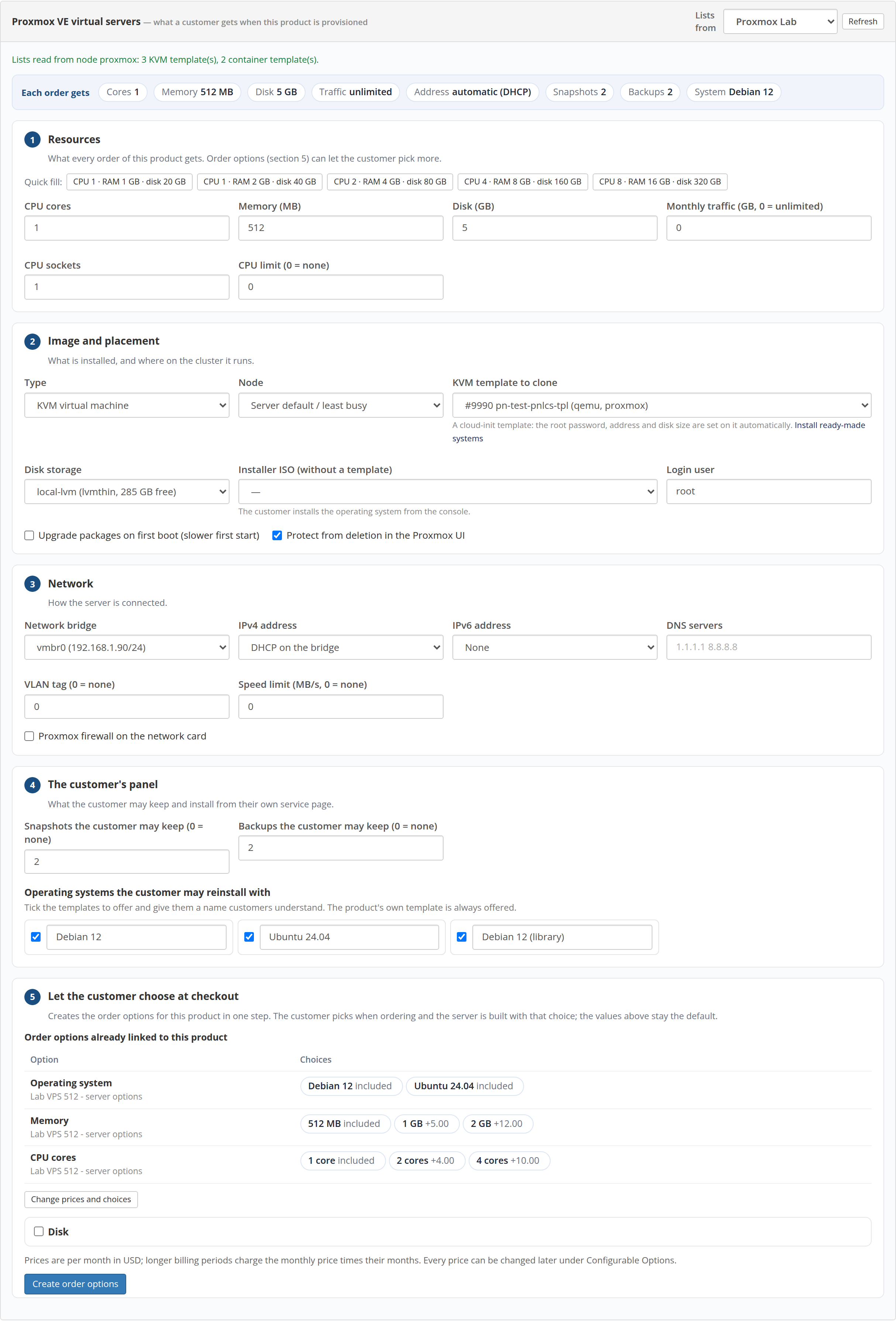 Proxmox VPS product