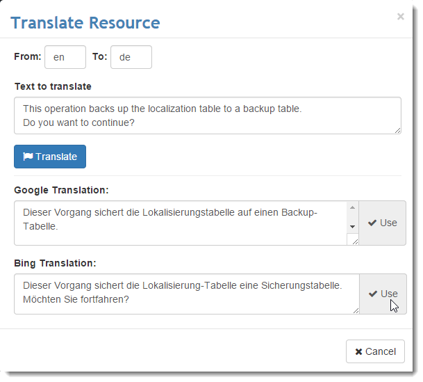 Web Resource Translator Dialog