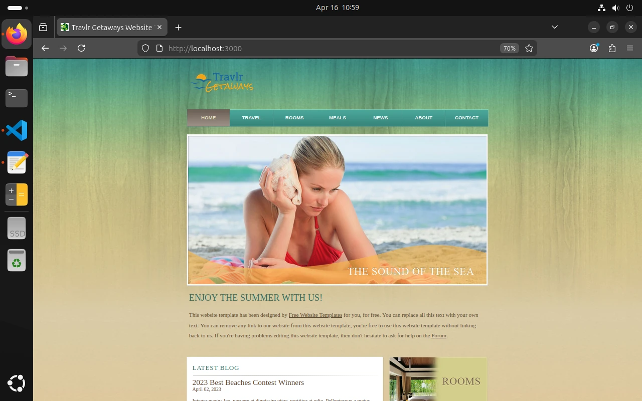 Screenshot of the landing page for a generic trip booking website.