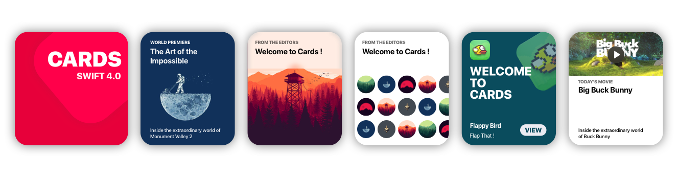 GitHub - PaoloCuscela/Cards: Awesome iOS 11 appstore cards in swift 5.