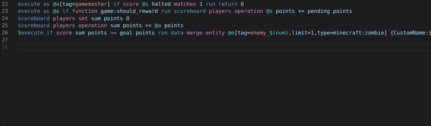 A video typing a macro command into a function file making use of CommandCrafter's auto-completion