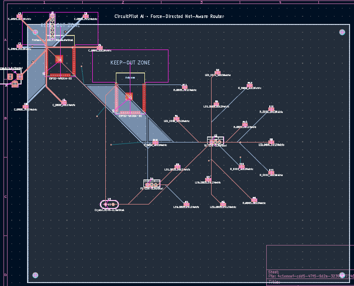 Force-Directed AI Generated PCB Output
