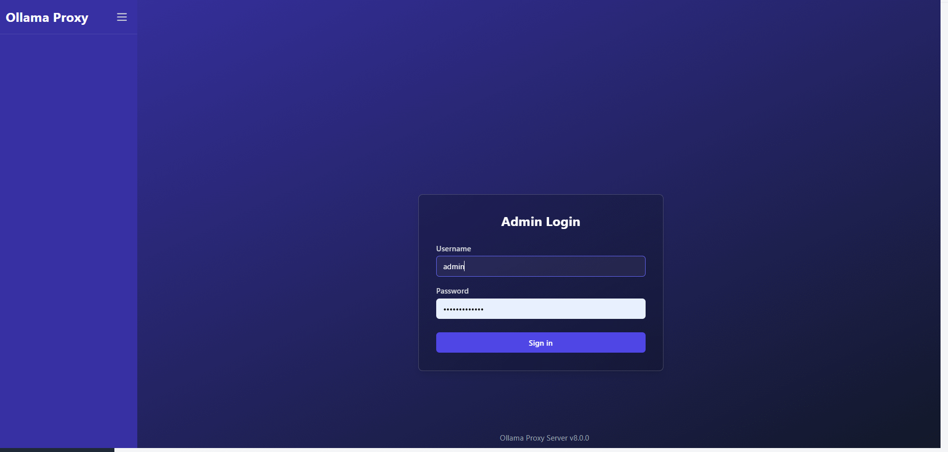 Secure Admin Login Page