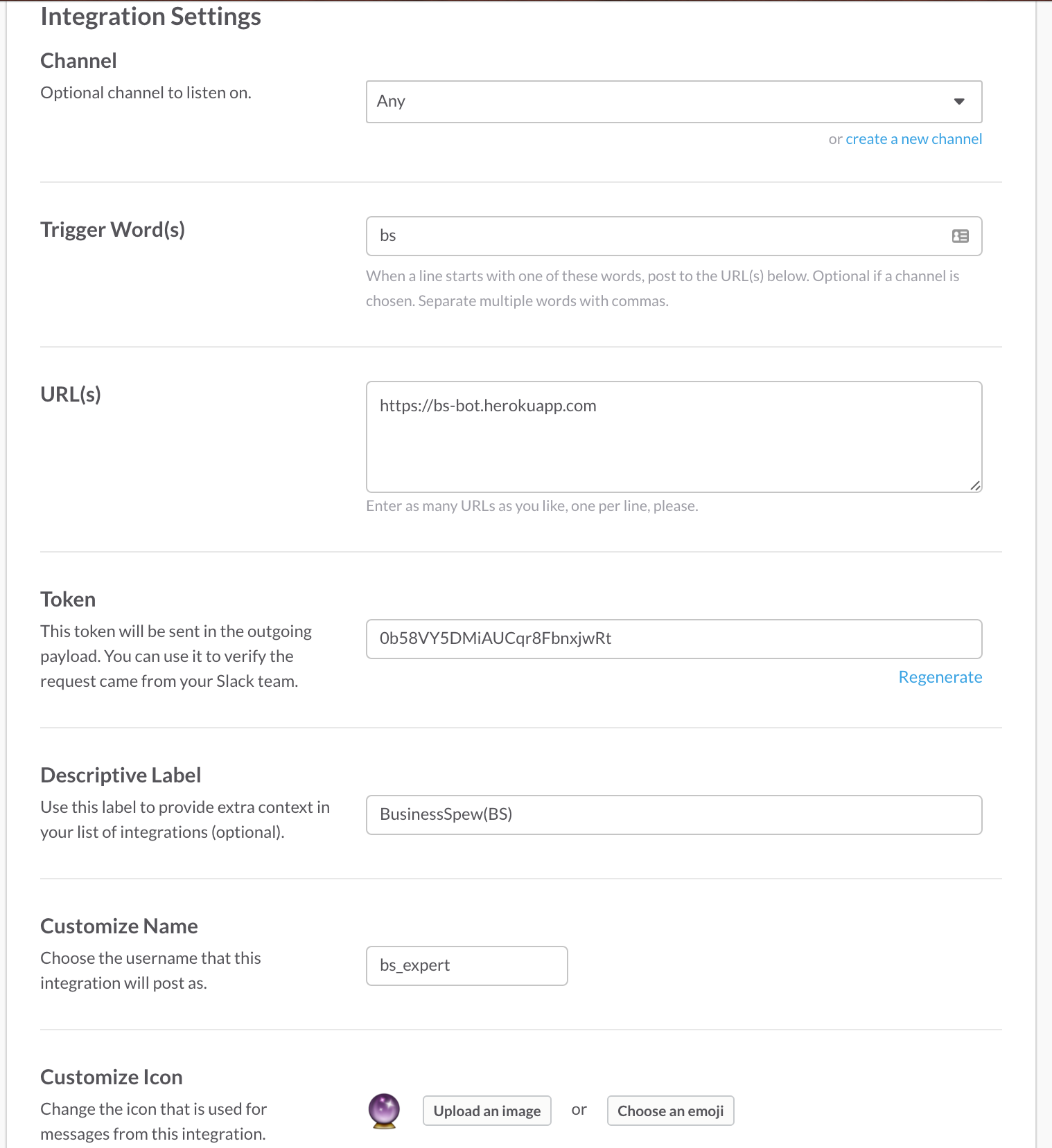 Integration Settings