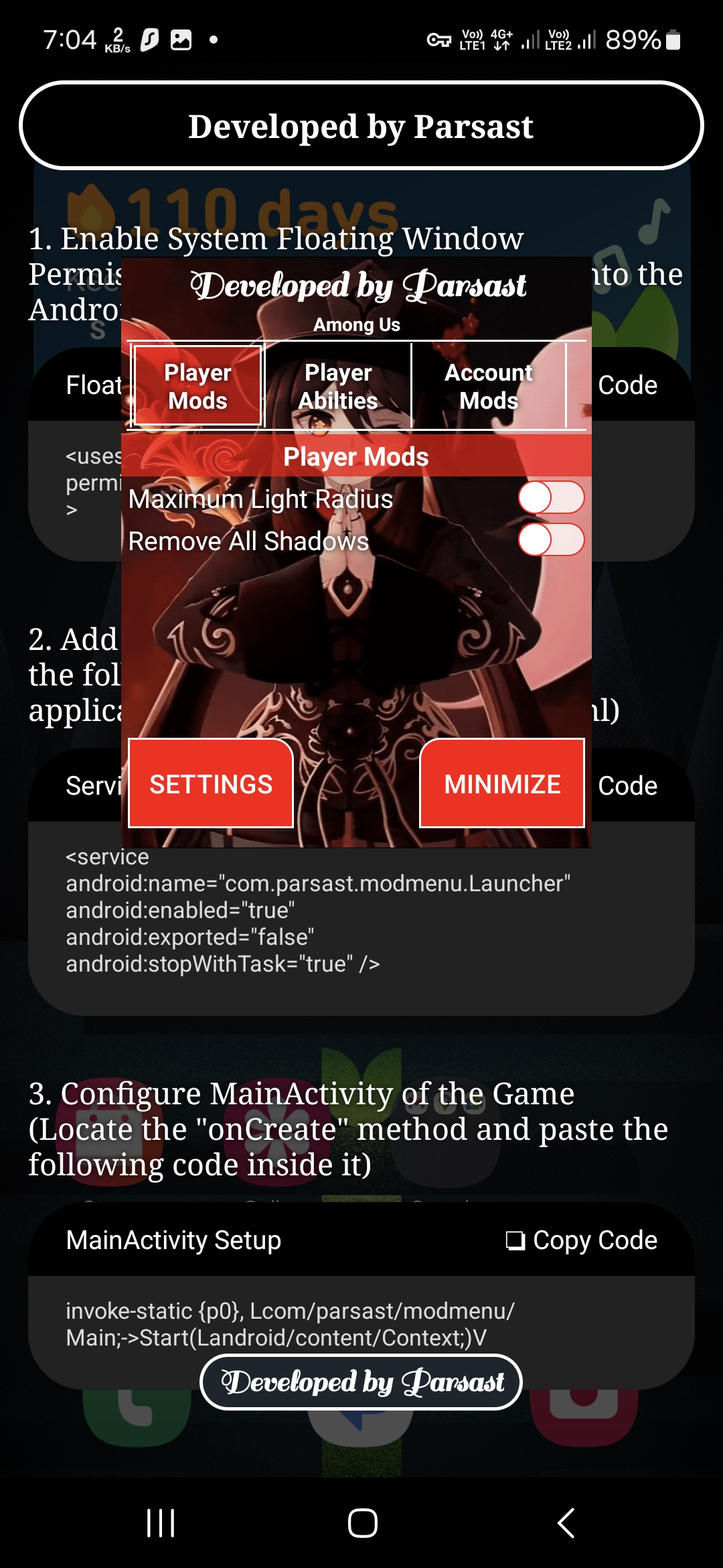 Preview of Among Us Mod Menu