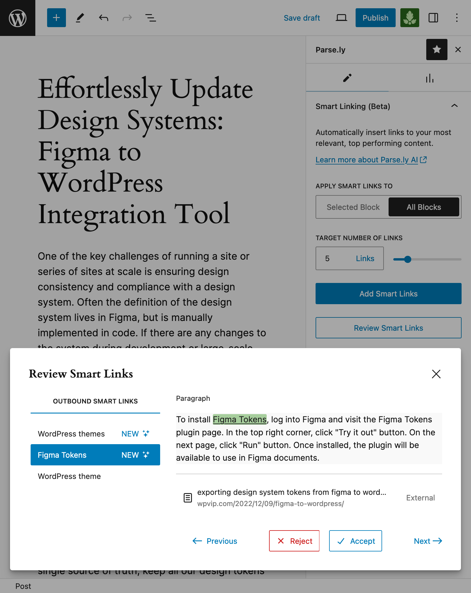 Parse.ly Editor Sidebar - Smart Linking