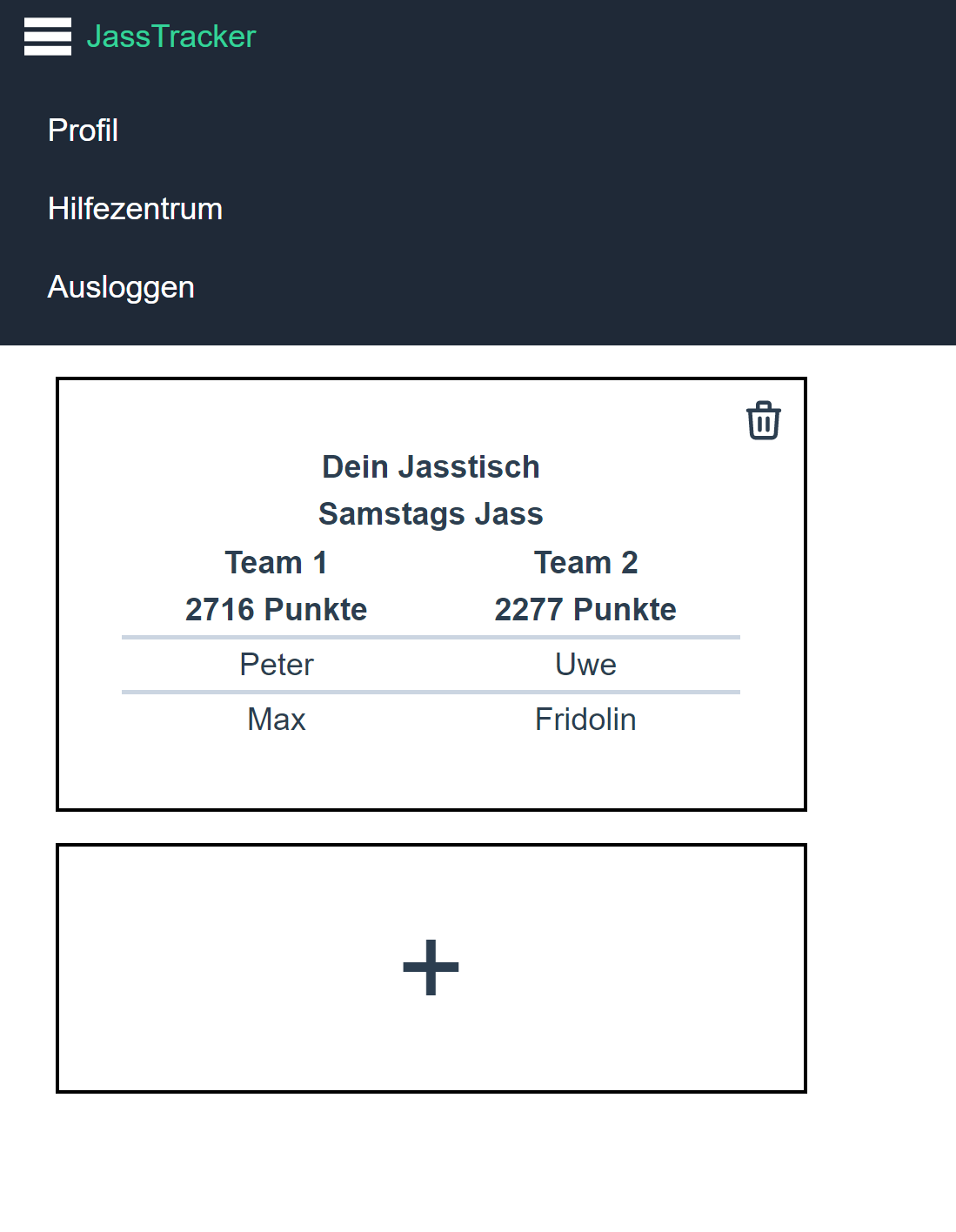 Jasstisch table