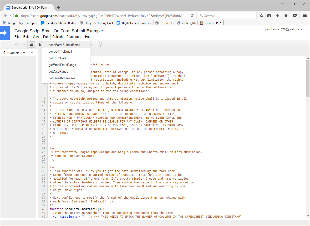 GitHub - PatrickLeonard/GoogleFormSubmissionEmail: Google Script for ...