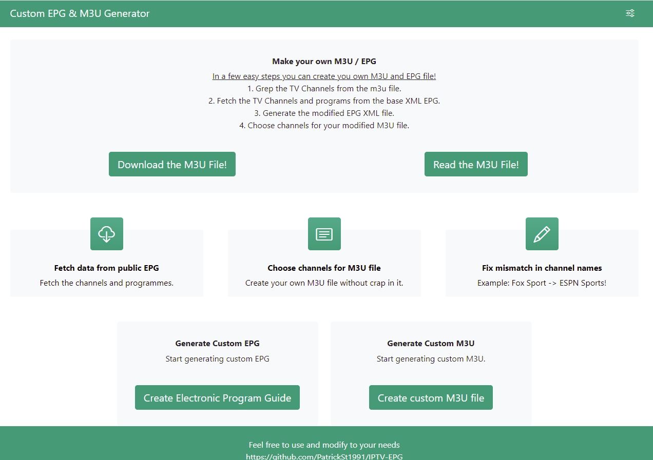 GitHub - PatrickSt1991/IPTV-EPG: Create EPG for your own IPTV list ...