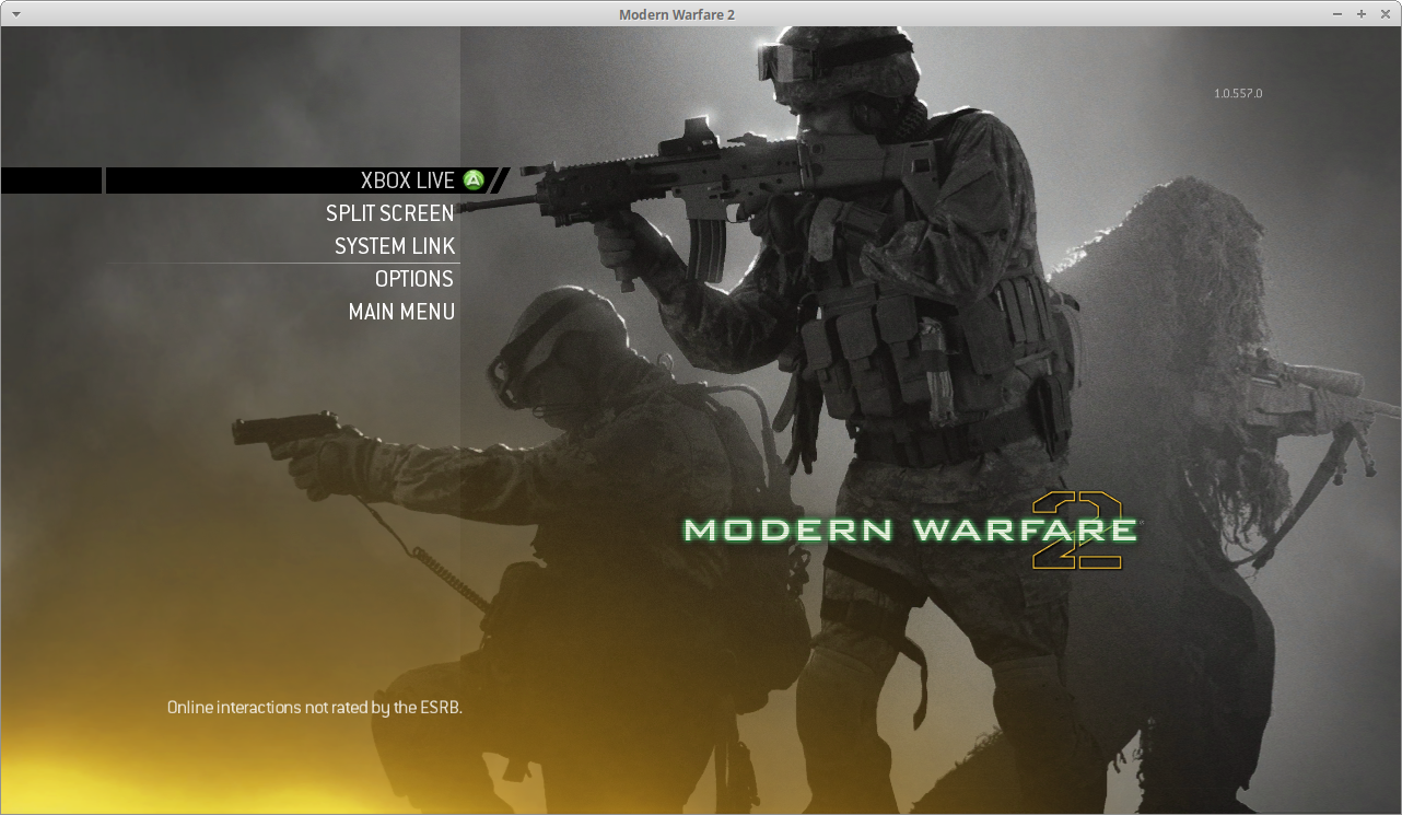 The multiplayer menu, running in a window