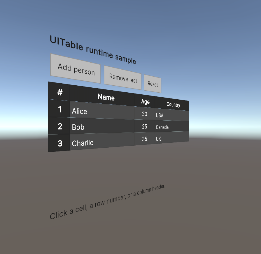 UITable rendered in world space