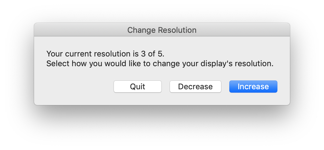 Resolution Change Dialog